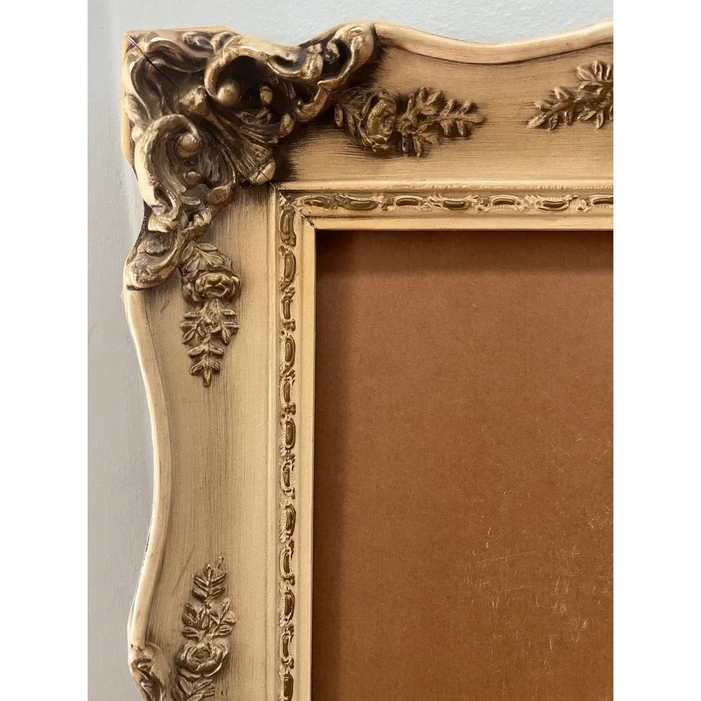 Vtg Rococo Style Wood Frame Distressed Baroque Scroll Shabby Chic Regency core